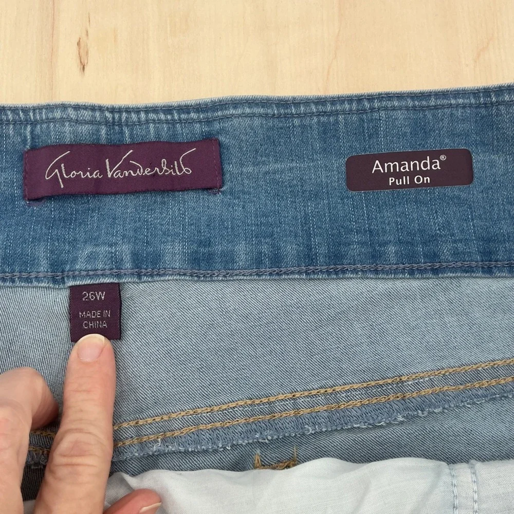 Gloria Vanderbilt Amanda Pull On Jeans Womens 26W Light Wash High Rise Tapered